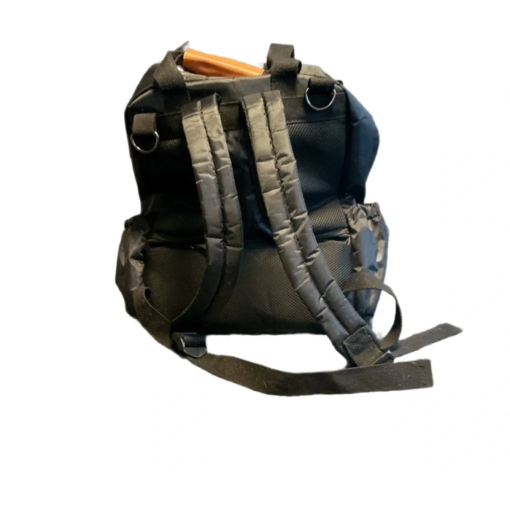 JJ Cole Papago Diaper Backpack – Herringbone Gray with Faux Leather Trim